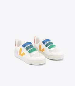 Kids VEJA V-10 LEATHER MULTICO WHITE OURO