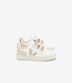 Kids VEJA V-10 LEATHER MULTICO WHITE SHINY