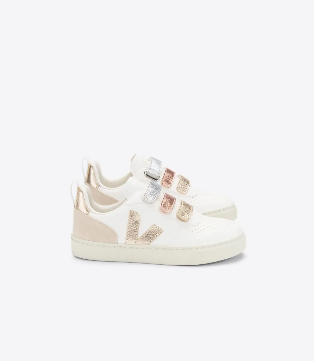 Kids VEJA V-10 LEATHER MULTICO WHITE SHINY