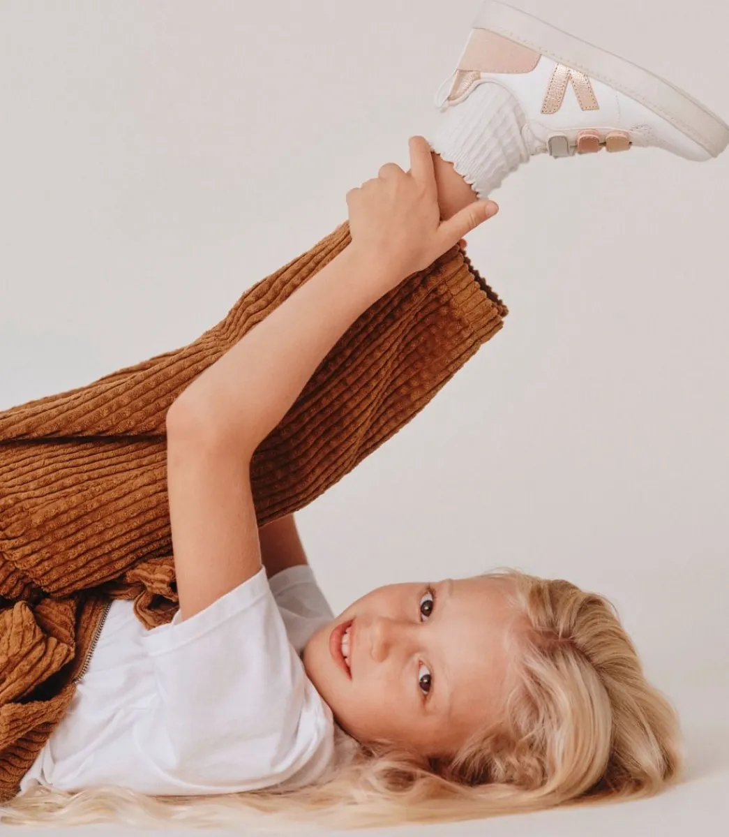 Kids VEJA V-10 LEATHER MULTICO WHITE SHINY