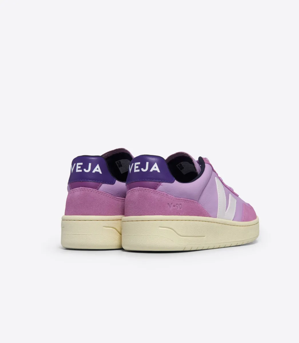 Women VEJA V-90 LEATHER ORCHID WHITE