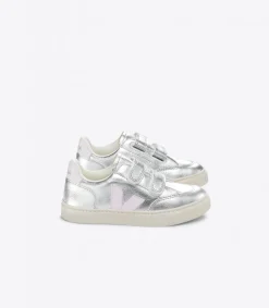 Kids VEJA V-12 LEATHER SILVER LASSI