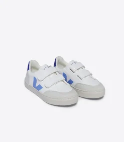 Kids VEJA V-12 LEATHER WHITE AQUA PAROS