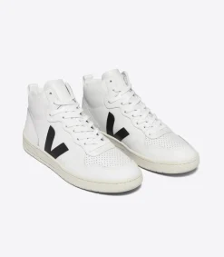 Women VEJA V-15 LEATHER WHITE BLACK