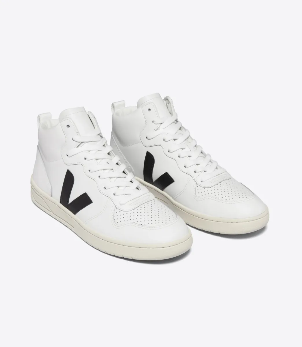 Women VEJA V-15 LEATHER WHITE BLACK