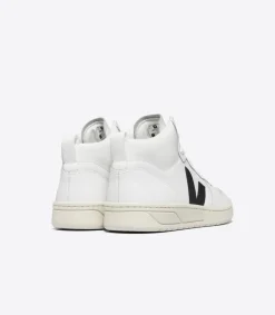 Women VEJA V-15 LEATHER WHITE BLACK
