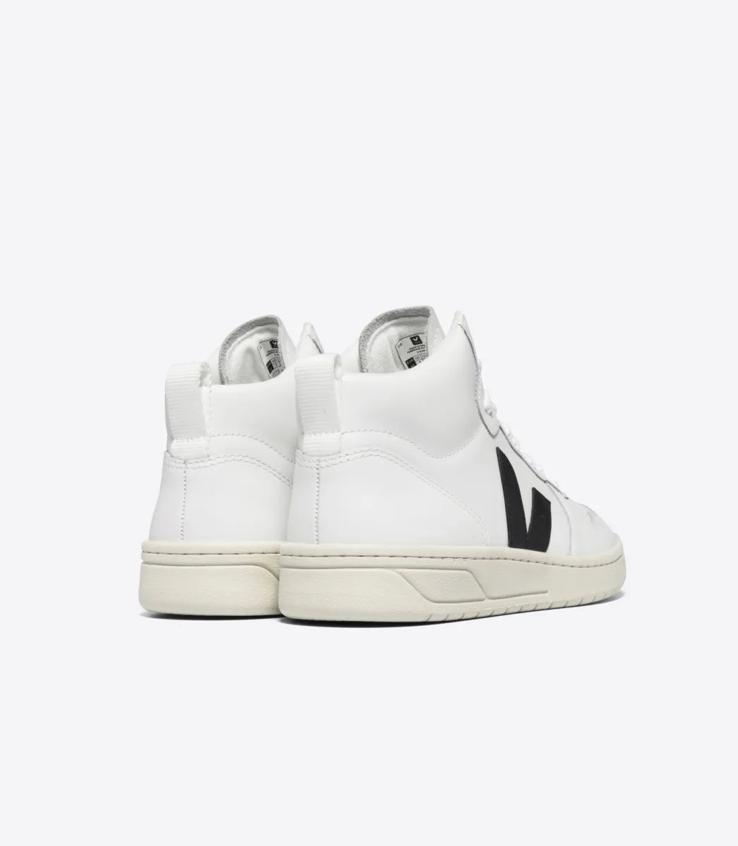 Women VEJA V-15 LEATHER WHITE BLACK