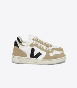 Women VEJA V-10 LEATHER WHITE BLACK SAHARA