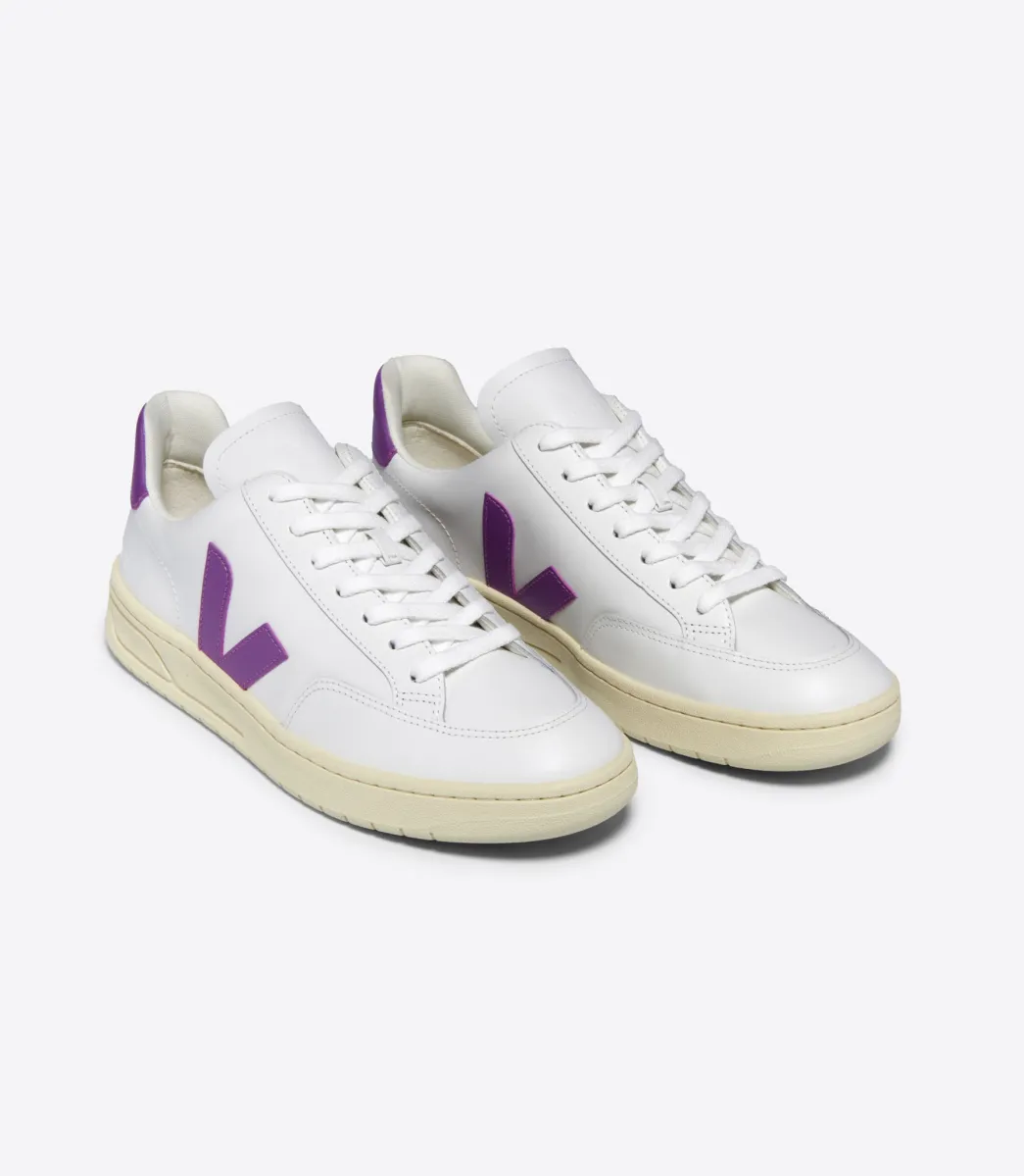Women VEJA V-12 LEATHER WHITE COSMOS
