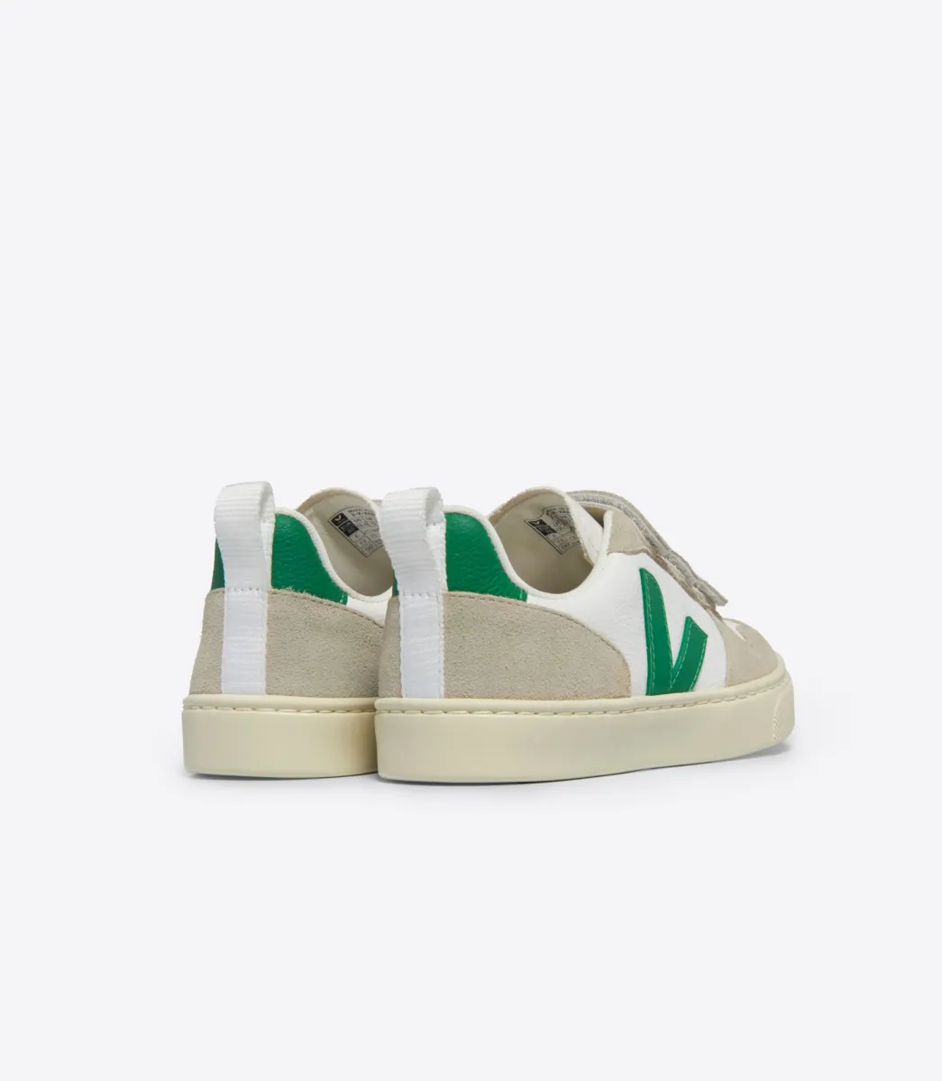 Kids VEJA V-10 LEATHER WHITE EMERAUDE