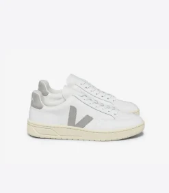 Women VEJA V-12 LEATHER WHITE LIGHT GREY
