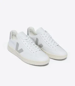 Women VEJA V-12 LEATHER WHITE LIGHT GREY