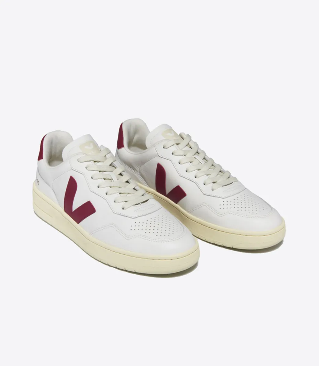Women VEJA V-90 LEATHER WHITE MARSALA