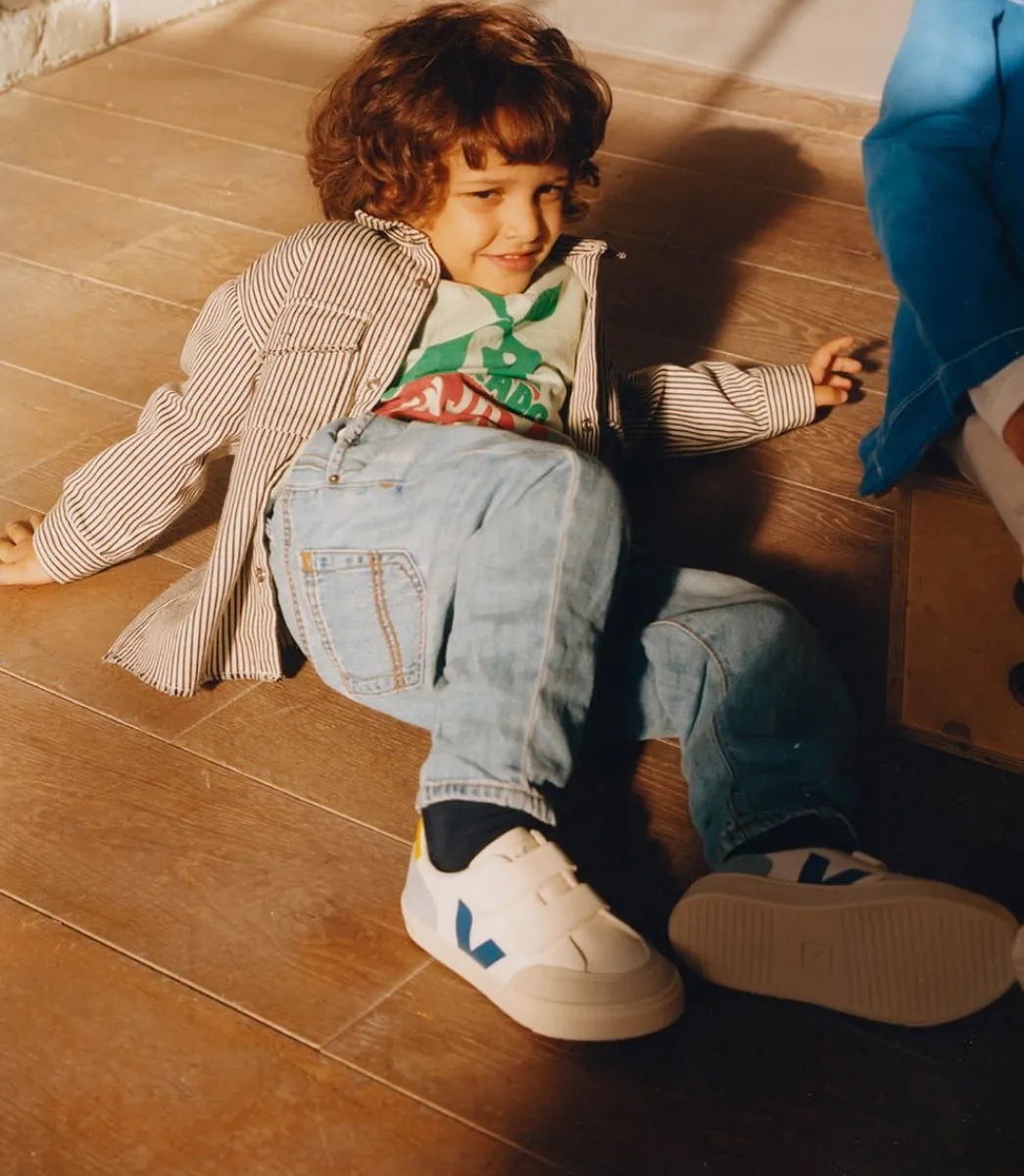 Kids VEJA V-12 LEATHER WHITE MULTICO
