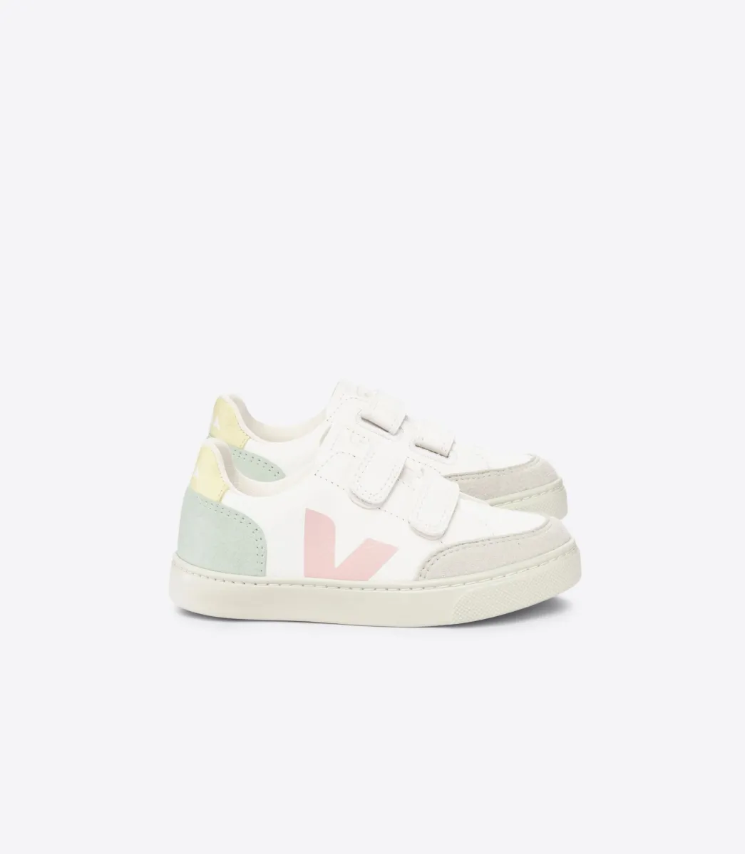 Kids VEJA V-12 LEATHER WHITE MULTICO JADE