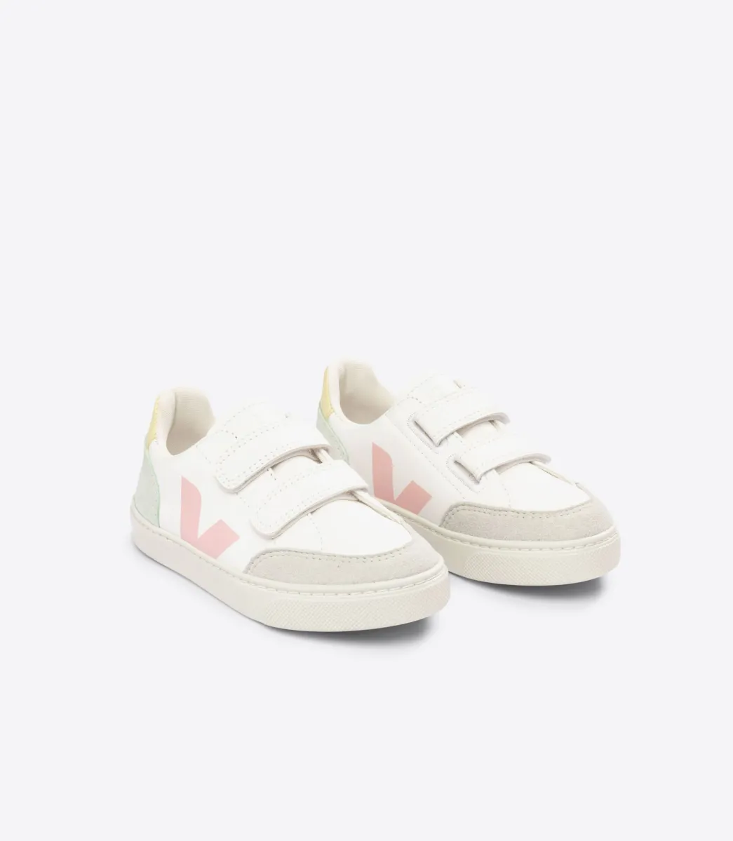 Kids VEJA V-12 LEATHER WHITE MULTICO JADE
