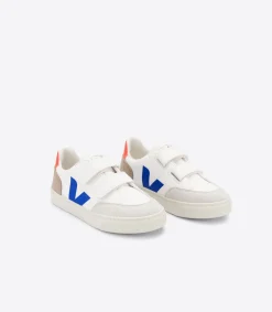Kids VEJA V-12 LEATHER WHITE MULTICO MIEL