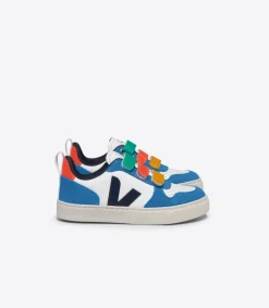 Kids VEJA V-10 LEATHER WHITE MULTICO NAUTICO