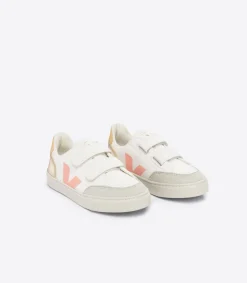 Kids VEJA V-12 LEATHER WHITE MULTICO PLATINE
