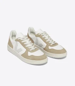 Women VEJA V-10 LEATHER WHITE NATURAL SAHARA