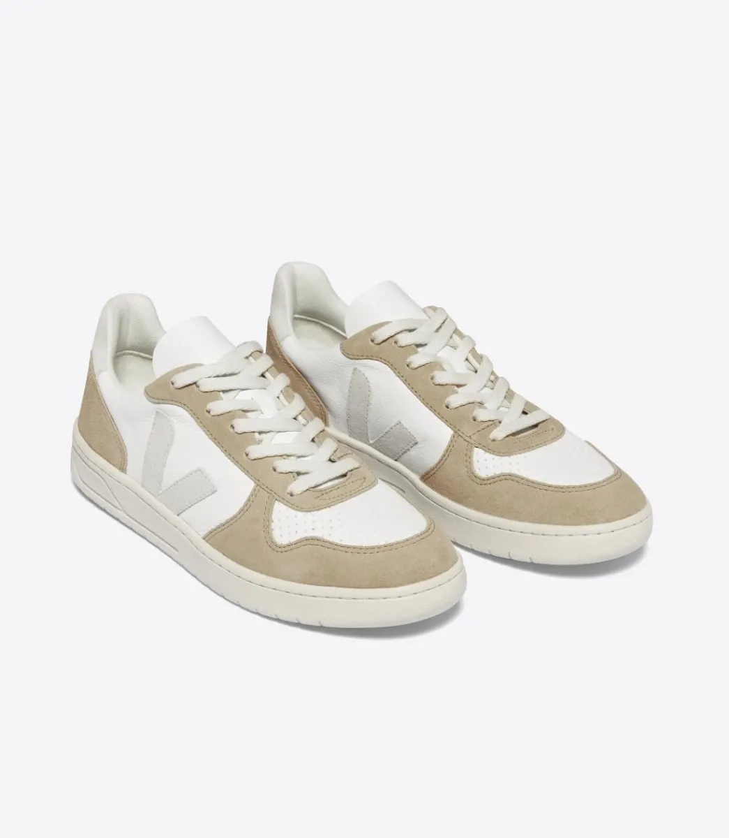 Women VEJA V-10 LEATHER WHITE NATURAL SAHARA