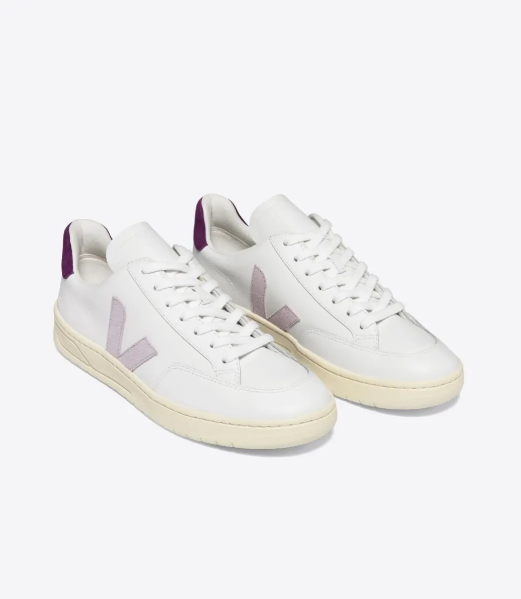 Women VEJA V-12 LEATHER WHITE PARME MAGENTA