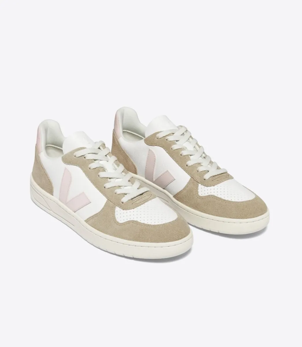 Women VEJA V-10 LEATHER WHITE PETALE SAHARA