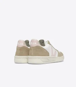 Women VEJA V-10 LEATHER WHITE PETALE SAHARA