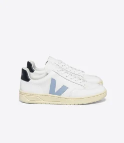 Women VEJA V-12 LEATHER WHITE STEEL NAUTICO