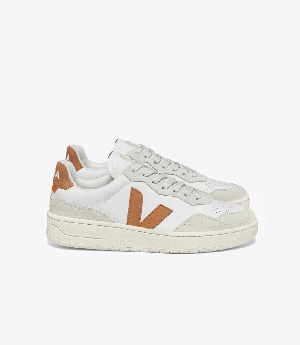 Women VEJA V-90 LEATHER WHITE UMBER