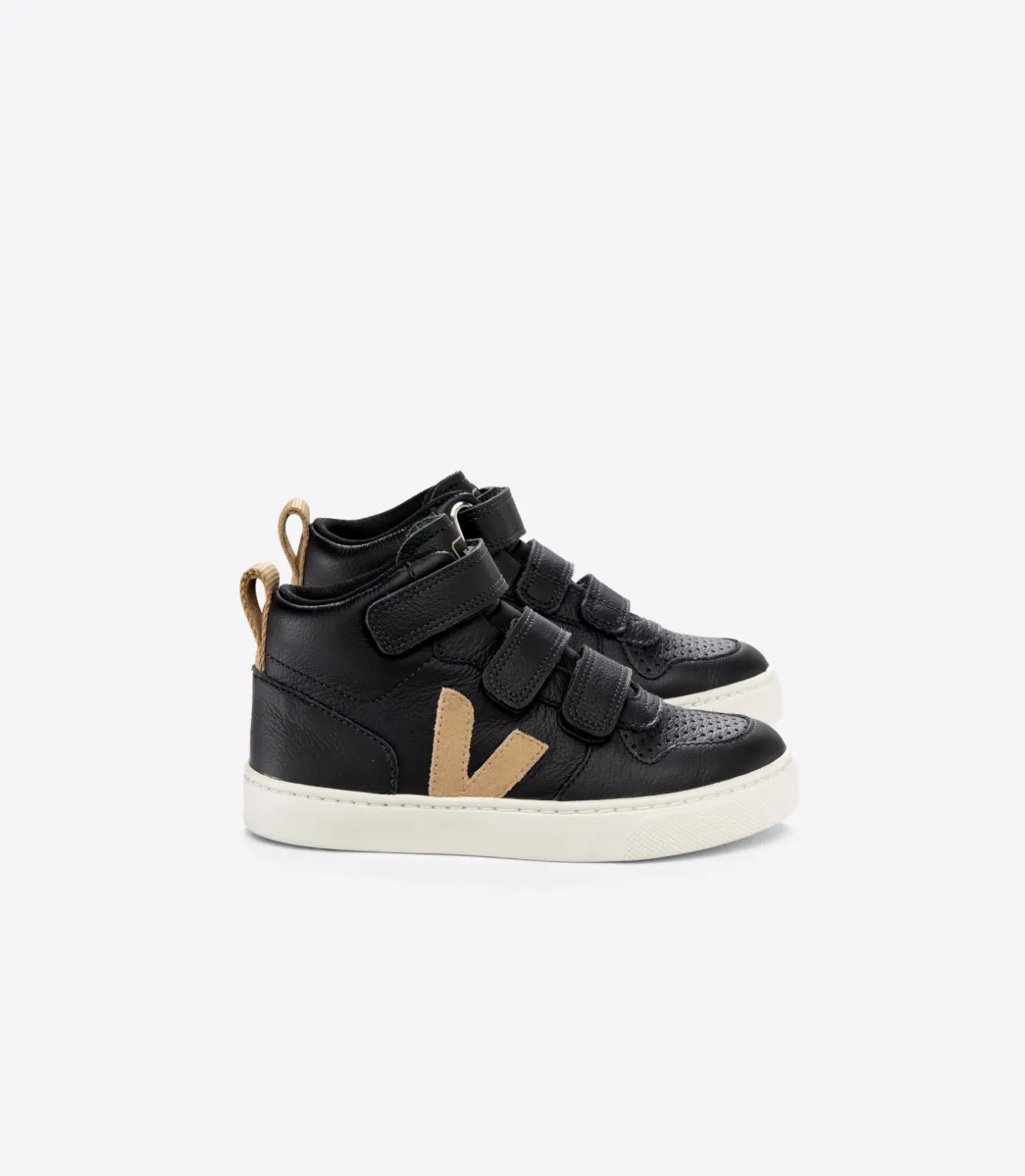 Kids VEJA V-10 MID LEATHER BLACK DUNE