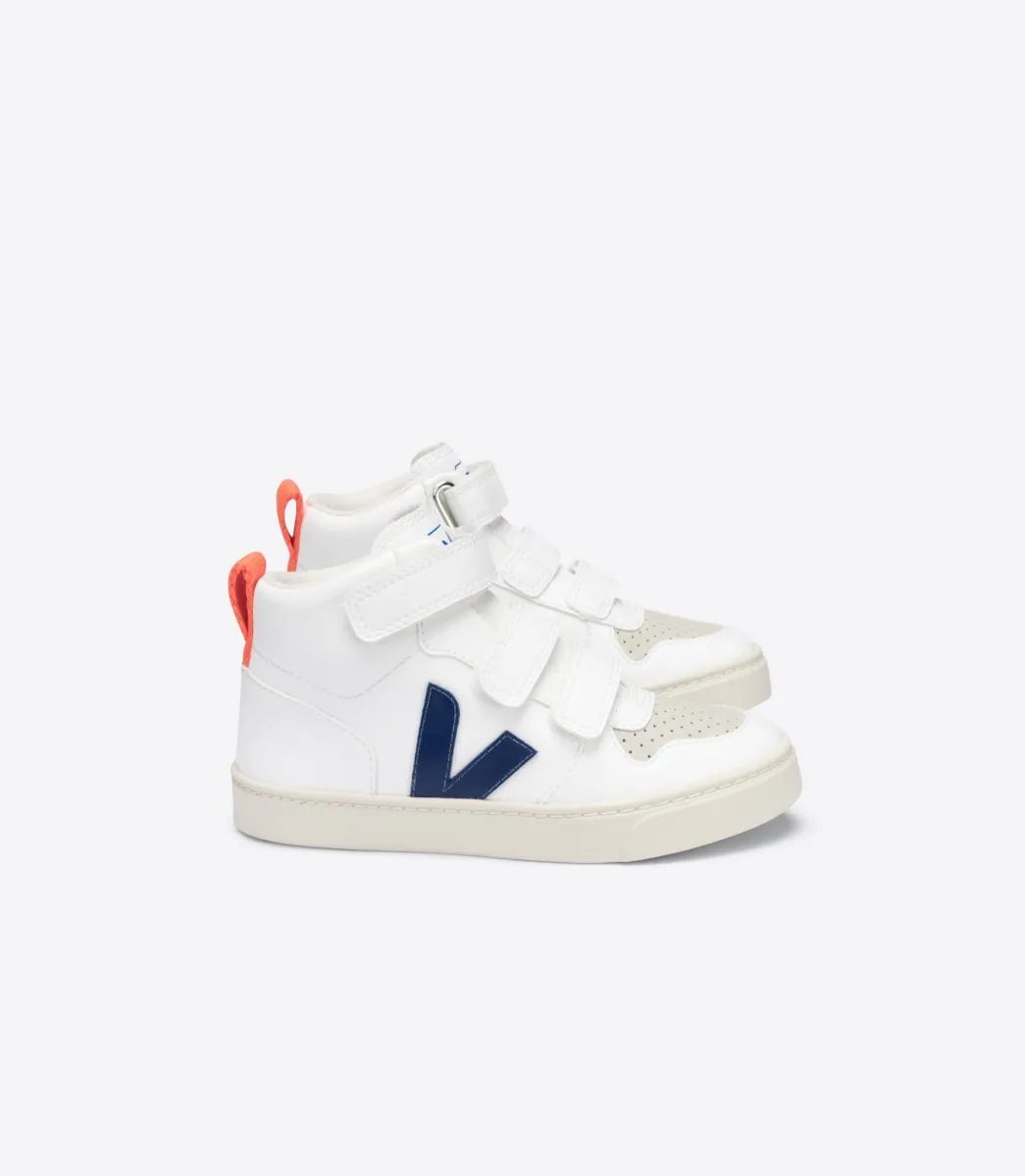 Kids VEJA V-10 MID CWL WHITE COBALT ORANGE FLUO