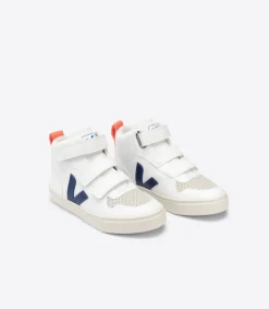 Kids VEJA V-10 MID CWL WHITE COBALT ORANGE FLUO