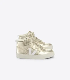 Kids VEJA V-10 MID FURED LEATHER PLATINE