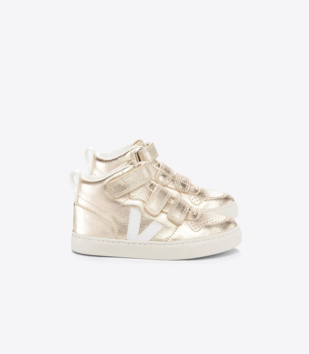 Kids VEJA V-10 MID LEATHER PLATINE WHITE