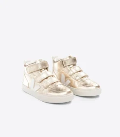 Kids VEJA V-10 MID LEATHER PLATINE WHITE