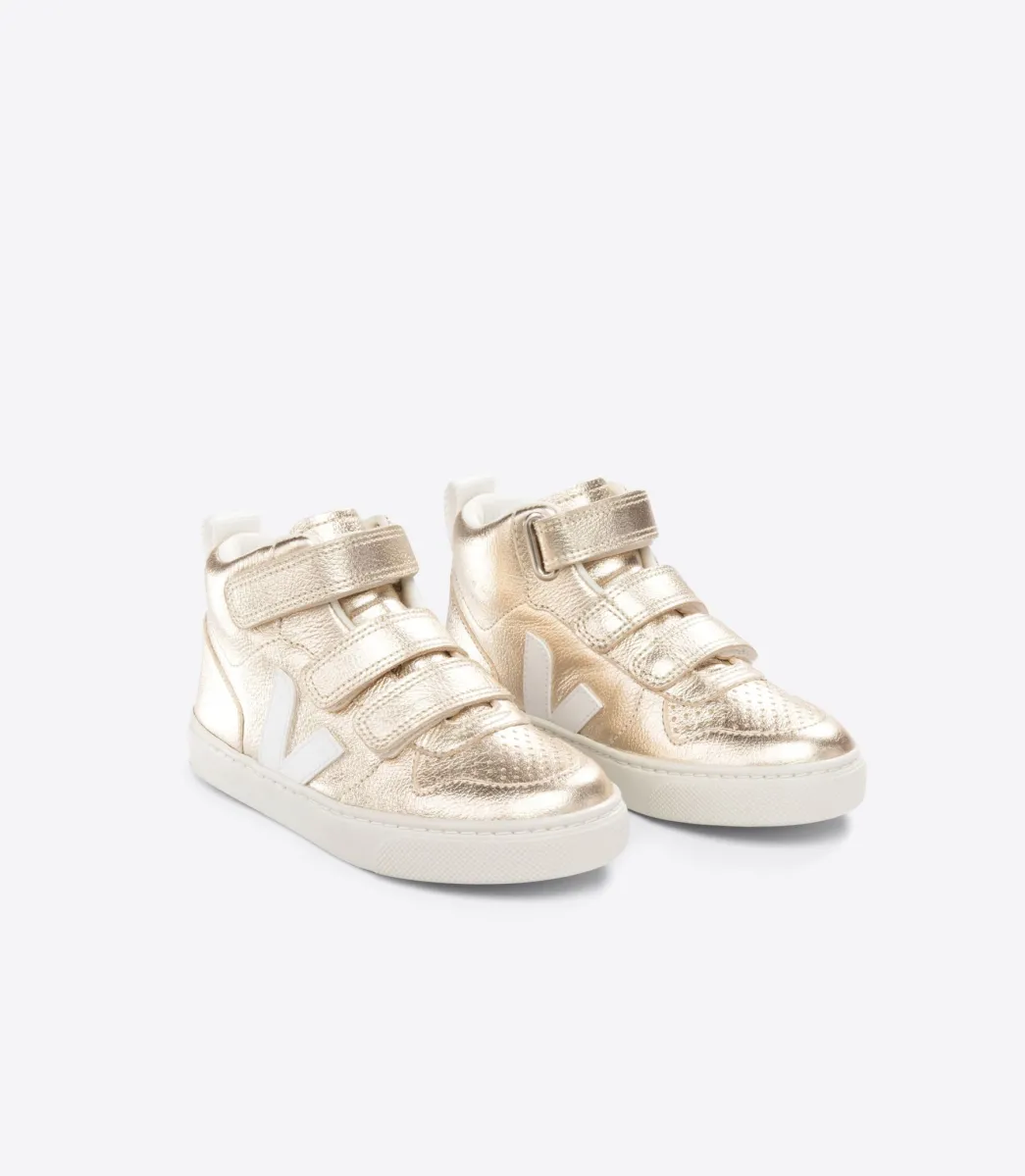 Kids VEJA V-10 MID LEATHER PLATINE WHITE