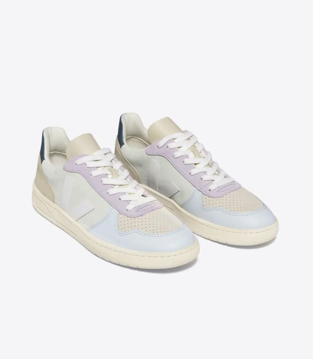 Women VEJA V-10 SUEDE JADE WHITE MULTICO